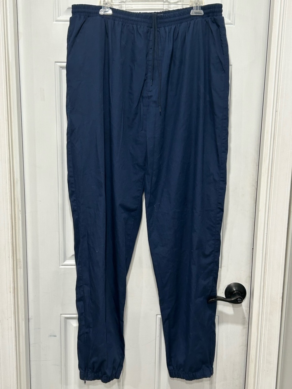 Vtg Christian Dior Monsieur Jogger Track Lounge Pants Zip Ankle Navy Blue Sz XL